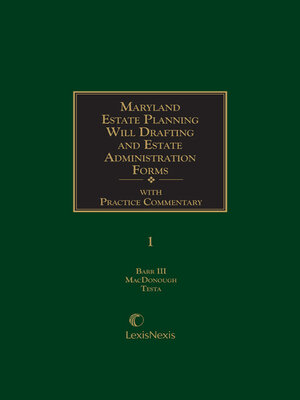 cover image of Maryland Estate Planning Will Drafting and Estate Administration Forms